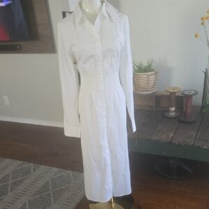 Universal Standard White Long Sleeve Shirt Dress